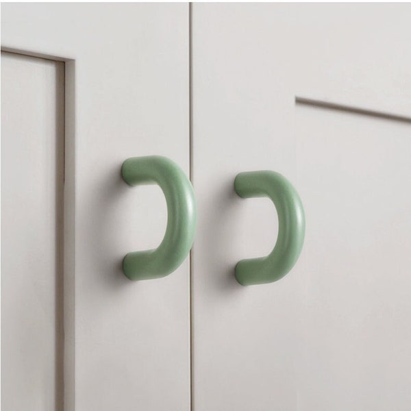 U Handle furniture Cabinet pull Girl's room furniture White pull closet door pull drawer green handle Furniture fitting pull for home -A482