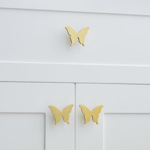The butterfly cabinet knob solid brass drawer gold handle closet door brass pull single hole wardrobe knob cat handle for furniture-A573