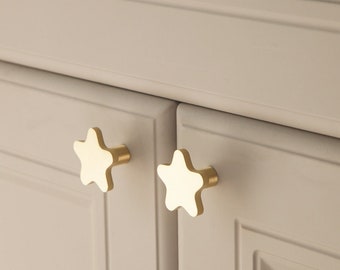 Little star Boutons d'armoire en laiton Bouton de tiroir de garde-robe Salon Quincaillerie de cuisine Boutons de tiroir Chambre d'enfant Poignées de quincaillerie de meubles-A69