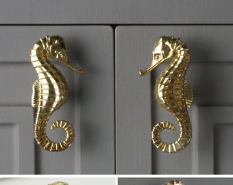 Hippocampe Bouton d'armoire en laiton Bouton de tiroir de garde-robe Salon Poignée de tiroir de cuisine et boutons Poignées de quincaillerie de meubles de chambre d'enfants-A265