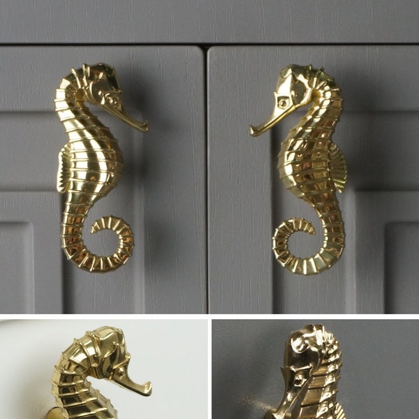 Sea horse  Brass Cabinet Knob Wardrobe drawer knob living room Kitchen Drawer pull and Knobs Children room Furniture hardware handles-A265