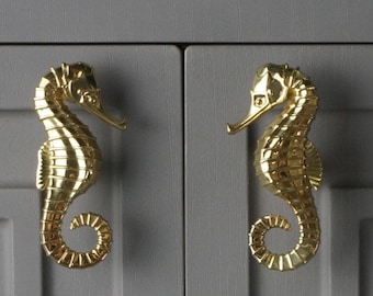 Pomo de latón con forma de caballito de mar para armario, cajón o sala de estar. Tiradores y pomos para cajones de cocina y habitación infantil. Herrajes para muebles - A265