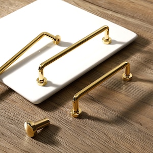 Tirador de muebles dorado brillante, tirador de puerta de armario, perilla de cajón de dormitorio, perilla de un solo orificio de oro brillante, tirador de manija dorada para gabinete-A619