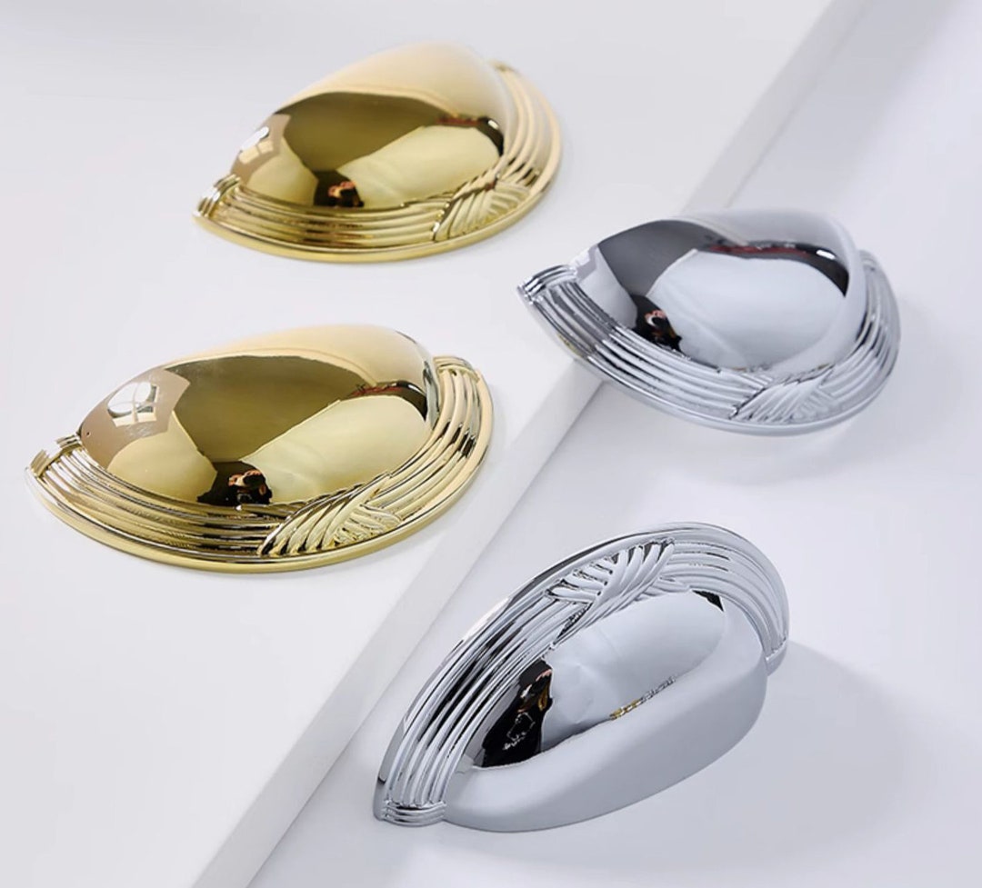 Shell Silver Brass Drawer Handle Brass Furniture Drawer Handle Etsy