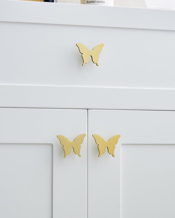 The Butterfly Cabinet Knob Solid Brass Drawer Gold Handle Closet Door Brass  Pull Single Hole Wardrobe Knob Cat Handle for Furniture-a573 - Etsy