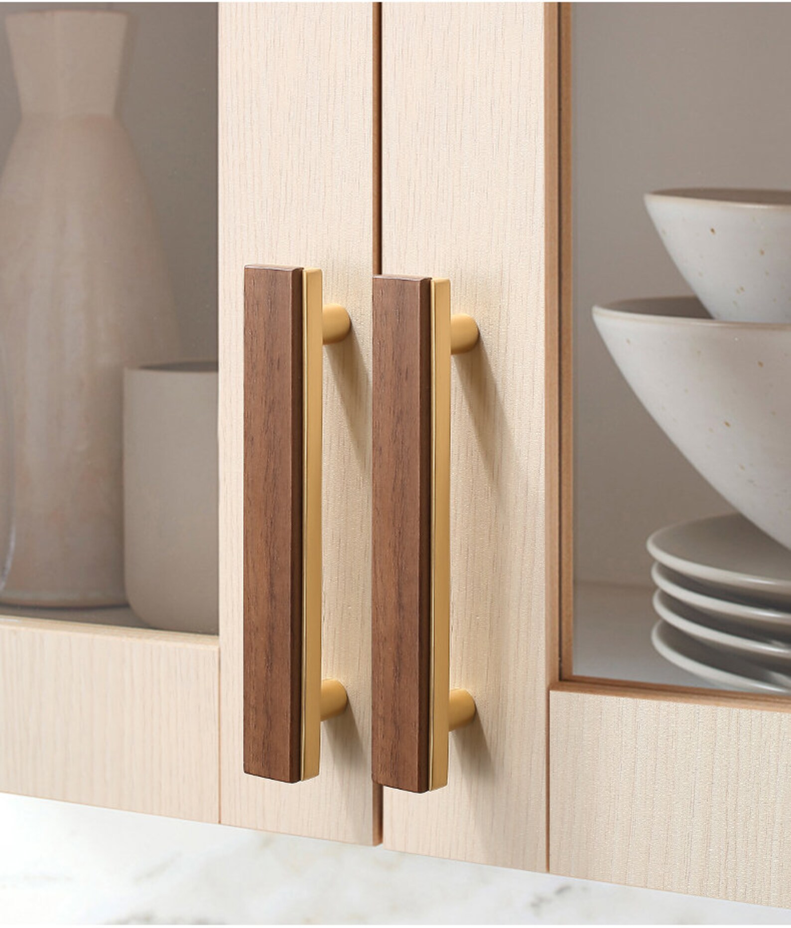 Walnut Wood Handle Closet Door Pull Walnut Drawer Single Hole Knob