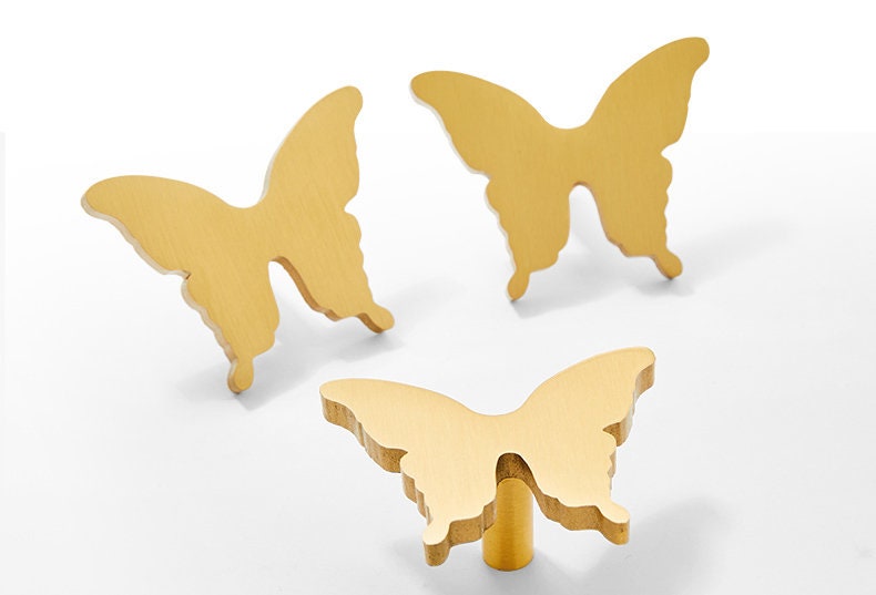 The Butterfly Cabinet Knob Solid Brass Drawer Gold Handle Closet Door Brass  Pull Single Hole Wardrobe Knob Cat Handle for Furniture-a573 - Etsy