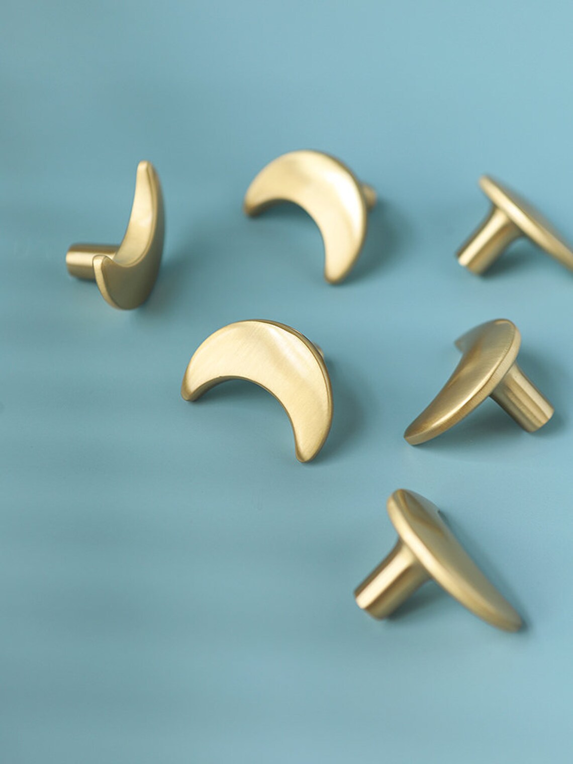 Brass Moon Knob Moon Golden Pull Wardrobe Drawer Knob Kitchen Etsy