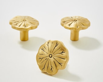 4Pcs Leaf Shape Cabinet Handles Gold Brass Furniture Handles Kitchen Door Copper Drawer Pull 83873343