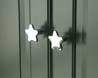 Little star Brass Cabinet Shiny Silver Knobs Wardrobe drawer knob Closet door pull Drawer Knobs Furniture handles Single hole knob-A690