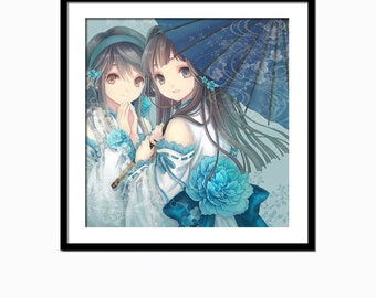Peony And Girl Diamond Painting