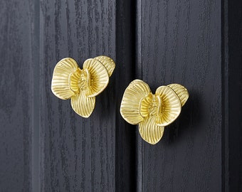Goldene Blume Messing Schrankgriff Schubladenknopf Wohnzimmer Möbel Schrankgriff Küchenbeschläge Schlafzimmer Möbel Messing Pull-A295