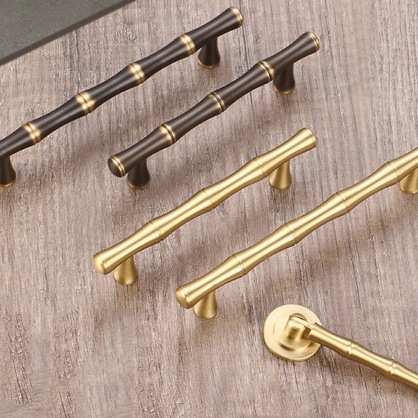 Bamboo Brass knob Furniture Cabinet gold handle Closet door pull drawer wardrobe handle Book Cabinet knobs Bedroom Closet cabinet pull-A597