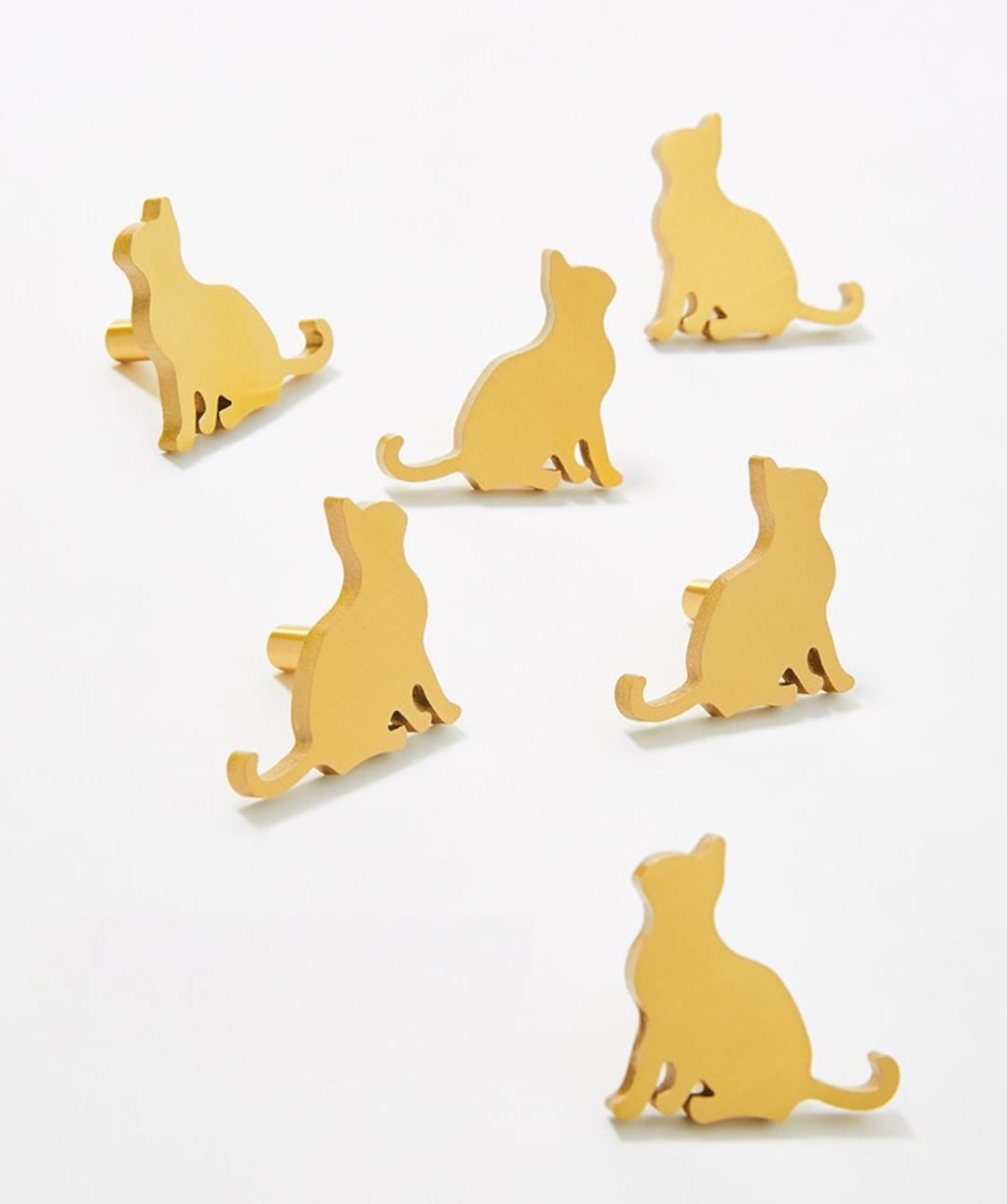 Cute Cat Cabinet Knob Solid Brass Drawer Gold Handle Closet Door Brass ...