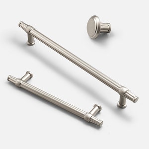 Brushed nickel pull cabinet handle Closet door brushed nickel pull Single hole round knob furniture drawer T-bar handle pull - A555