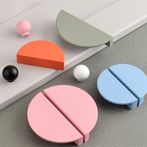 Colourful Semicircle Moran Green handle half moon Pulls drawer pink handle closet door pull cabinet blue pull furniture orange handle -A73