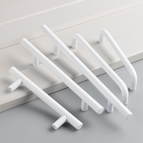 Furniture white pull wardrobe handle closet cabinet Curved style handle drawer pull home furntiure fitting white Straight style handle-A526