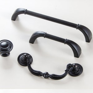 Black handle Furniture Cabinet round knob Drawer black handle pull Closet door pull and knob and handle Black handle for home-A413