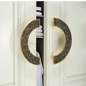Bulingbuling handle furniture drawer black handle closet door pull half moon handle semicircle cabinet single hole knob-A421