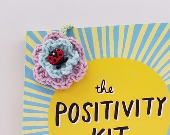 Set of 2!  Handmade Crochet Bookmark -  Flower Ladybug