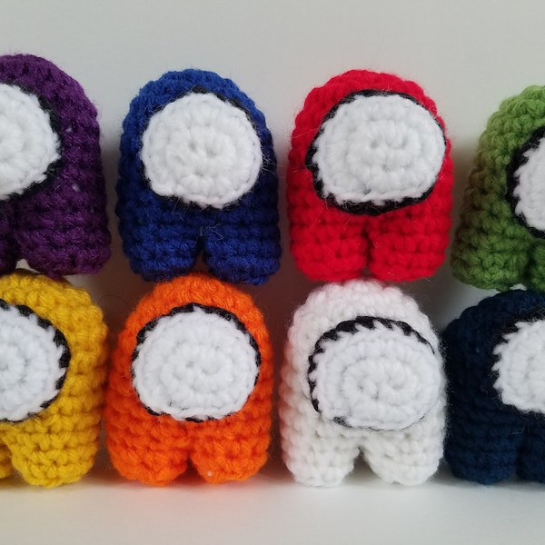 Handmade Among Us mini pet small crochet amigurumi toy plushie alien crewmate video game birthday gift keychain