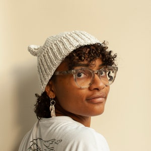 Adult Reflective Brimmed Bear Hat White