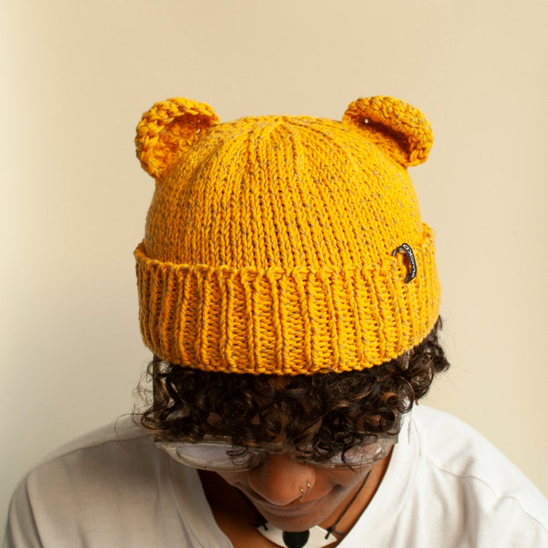 Adult Reflective Brimmed Bear Hat Dusty Yellow