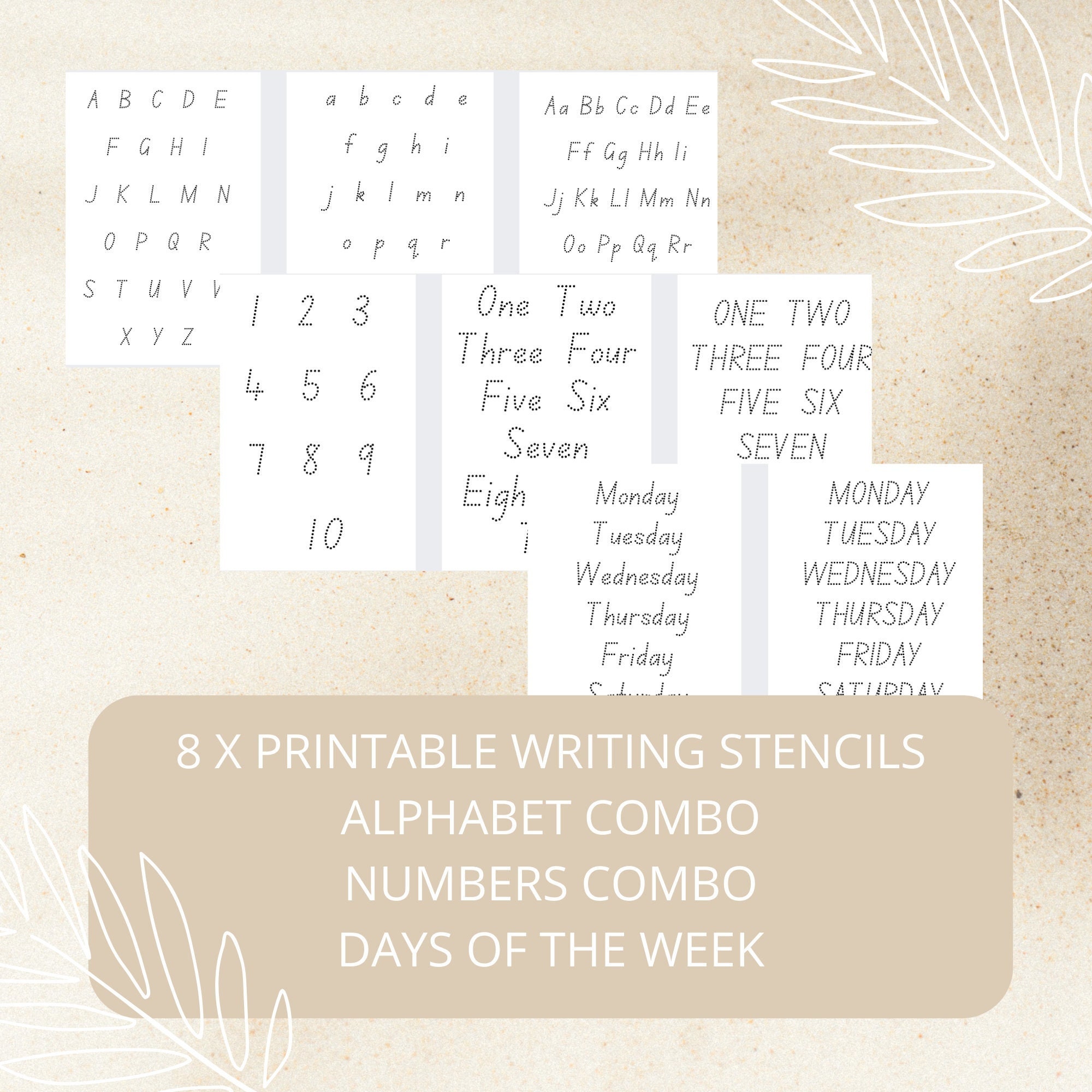 Handwriting Stencil Bundle. Alphabet Numbers Days of the Etsy