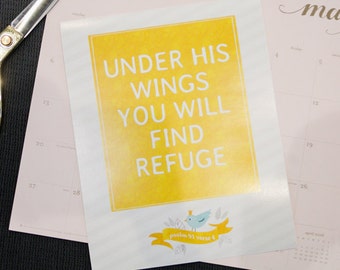 Under His Wings You Will Find Refuge Scripture Art Print