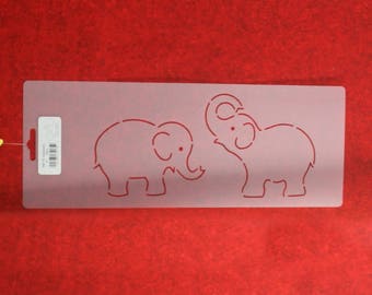 Elephant Stencil, Mother and Baby, 4" Tall Template, Animal Sewing Pattern, Zoo Design, Painting, Embroidery, Crafting, Elephants MB175