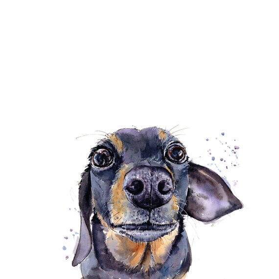 Sausage Dog Watercolour Dog Card Sausage Card Dachshund Etsy