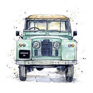 Landrover Land Rover Mk 2 Watercolour card Landy Personalised, Personalisable