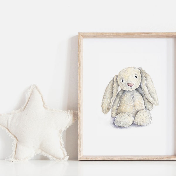 JellyCat Bashful Bunny - Print, Bunny toy, Nursery print, Bunny toy print