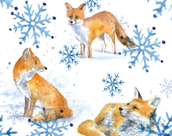 Christmas Fox- Gift Card, Christmas Fox Watercolour Card Wildlife Xmas card