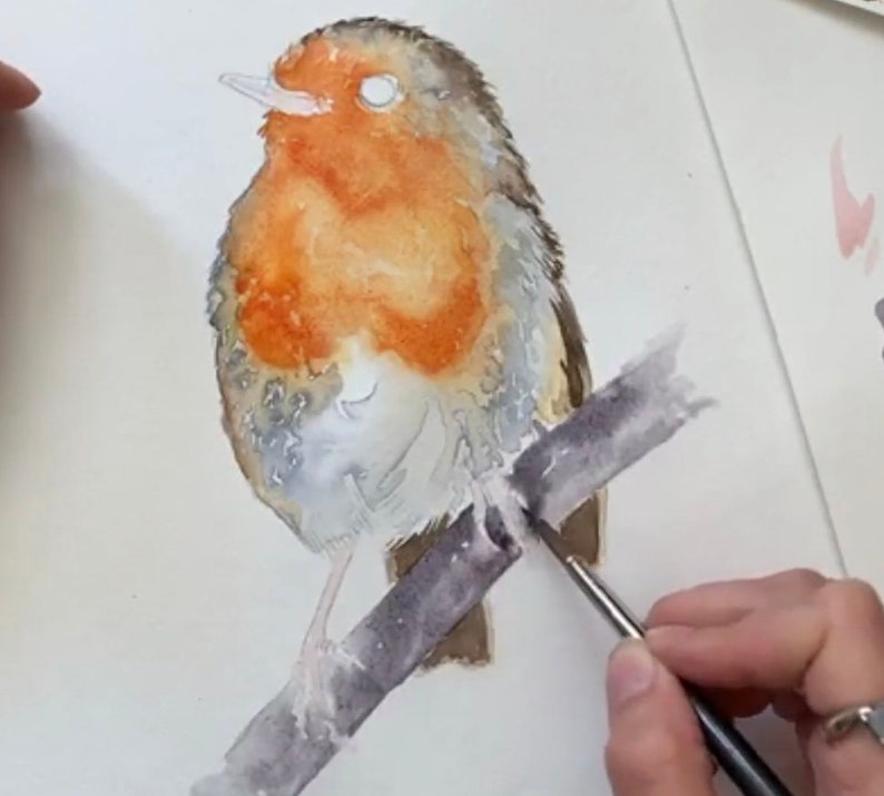 Watercolour tutorial download of a beautiful robin. Learn to paint watercolour image 2