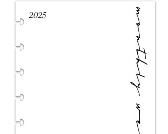 2025 Monthly Weekly Planner Inserts | Horizontal | Classic