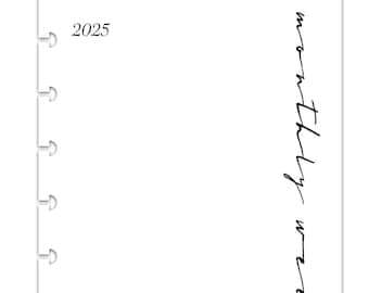 2025 Monthly Weekly Planner Inserts | Vertical | Classic