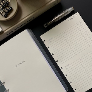 Wishlist Tracker Planner Inserts | No2 Font | Oat Paper