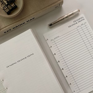 Pending Transactions Tracker Inserts | Subscription & Charges Log | No.2 Font Printed Planner Refill