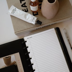 Papel para notas To Do / N.º 2 / Blanco - Insertos de planificador impresos en A5, personales, de bolsillo, de media carta, encuadernados en disco