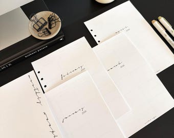 Inserto para planificador semanal 2026 / Diseño horizontal / Tamaño personal A5 / Fuente clásica