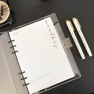 2026 Monatliche Planer Einsätze gedruckt | Rücken an Rücken Layout | A5 Personal-Größe | Klassische Schrift