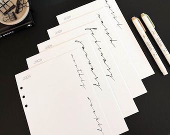 2026 Weekly Planner Insert | Vertical Layout | A5 Personal size | Classic Font
