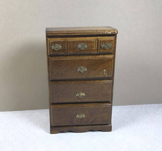 Miniature Wood Dresser Tall Hi Boy 1 12 Scale 4 Drawers Etsy