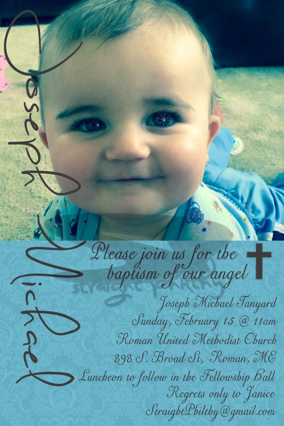Baptism Invitation Christening Invitation Digital Download Etsy