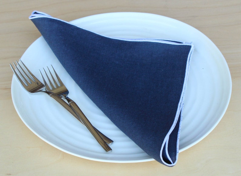 Navy Blue Napkins Navy and White Napkins Wedding Etsy