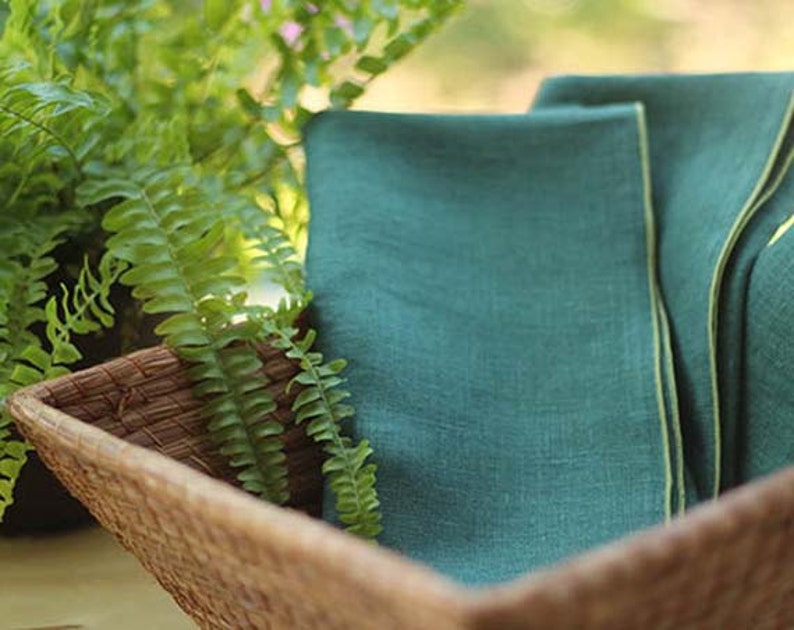 Emerald Green Linen Napkins Green Cloth Napkins Custom Etsy