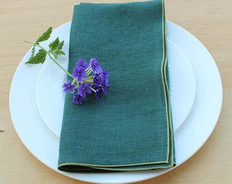 Emerald Green Linen Napkins Green Cloth Napkins Custom Etsy
