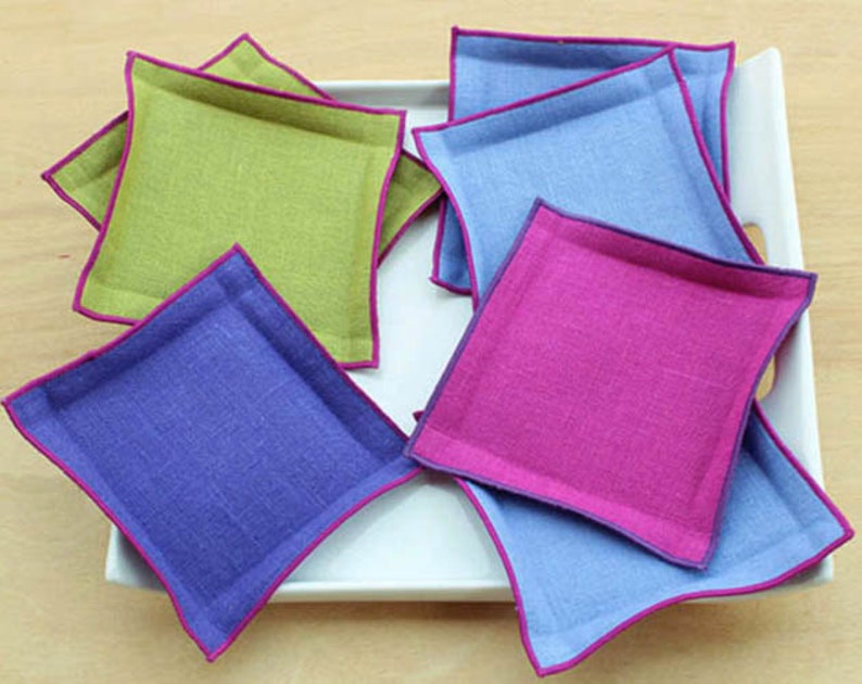 Fabric Coasters Linen Drink Coasters Orchid Coasters Etsy