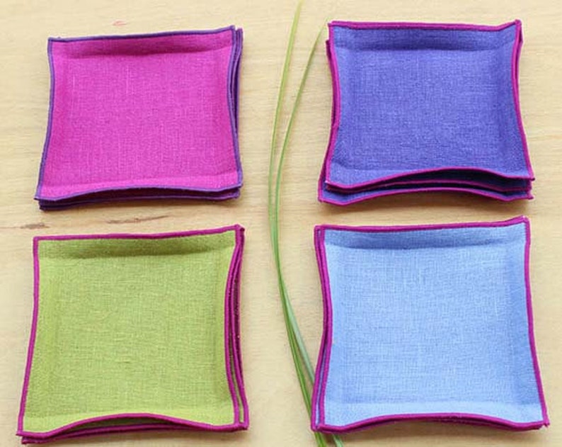 Fabric Coasters Linen Drink Coasters Orchid Coasters Etsy